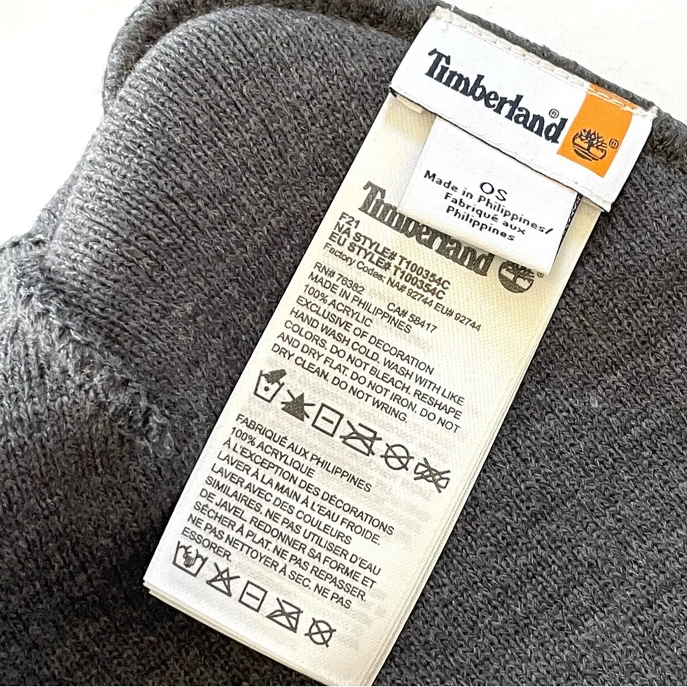 Timberland Men’s Cuffed Beanie Winter Hat Lightweight T100354C 010 Gray NWT - Picture 14 of 15